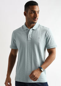 Ether Blue Zigzag Diamond Knit Jacquard