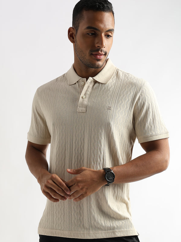 Cloud Cream Zigzag Diamond Knit Jacquard