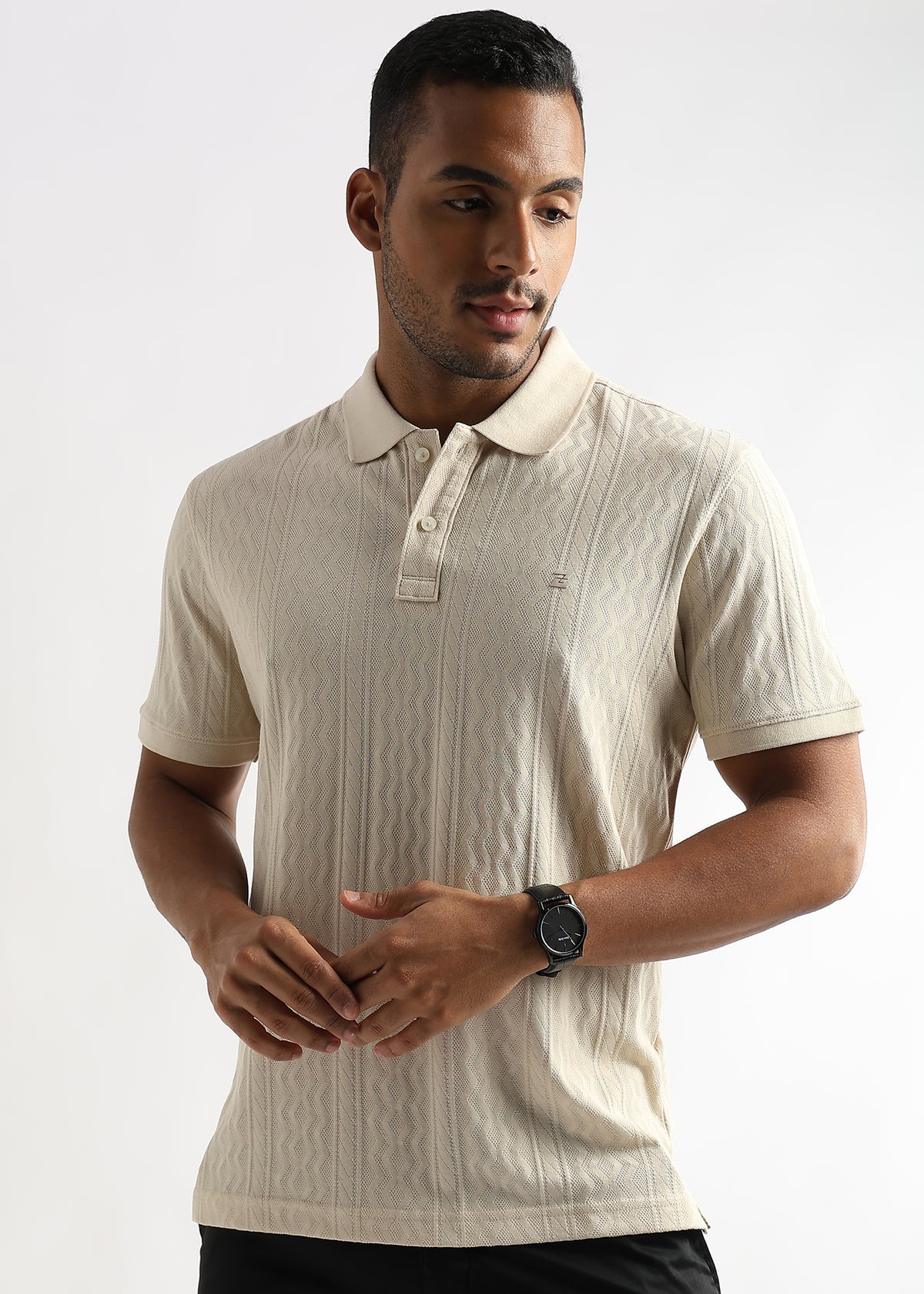 Cloud Cream Zigzag Diamond Knit Jacquard