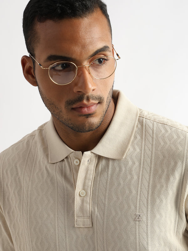 Cloud Cream Zigzag Diamond Knit Jacquard