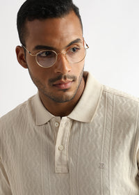 Cloud Cream Zigzag Diamond Knit Jacquard