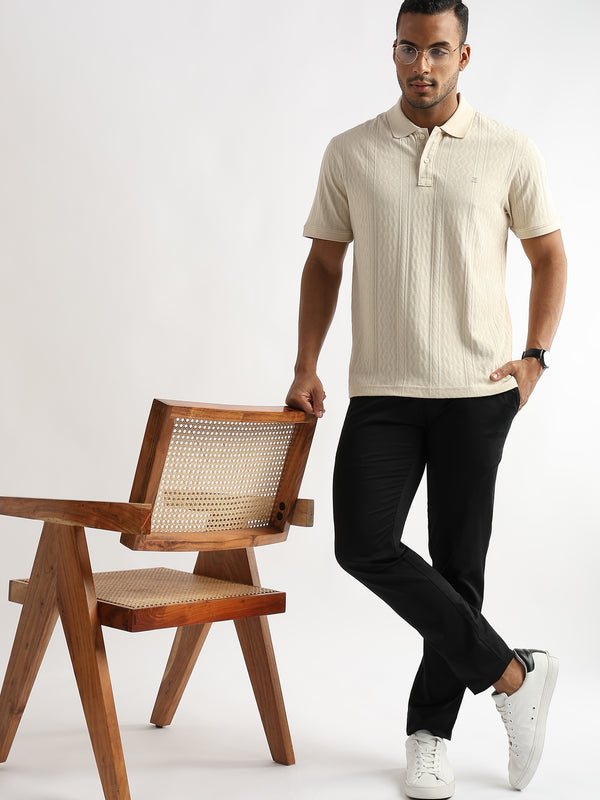 Cloud Cream Zigzag Diamond Knit Jacquard