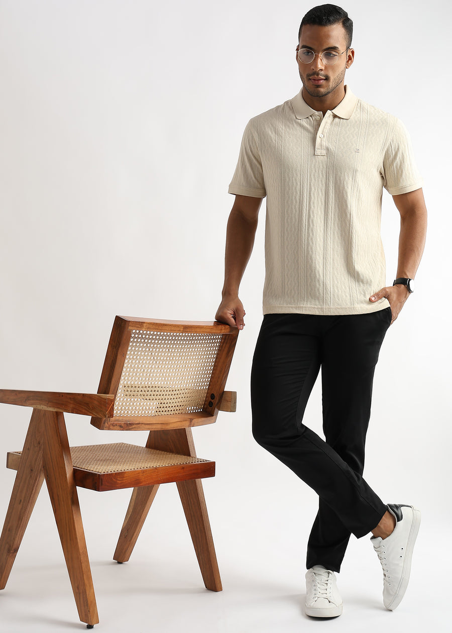 Cloud Cream Zigzag Diamond Knit Jacquard