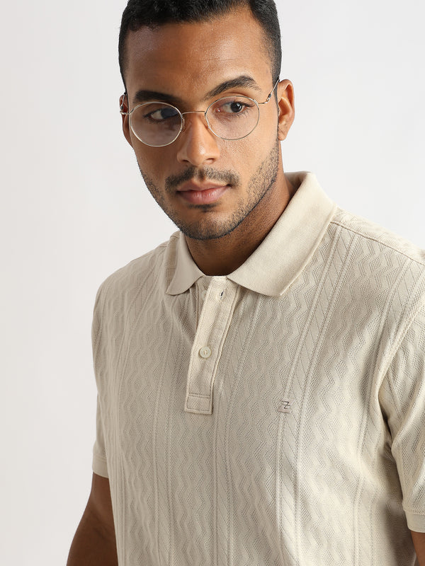 Cloud Cream Zigzag Diamond Knit Jacquard