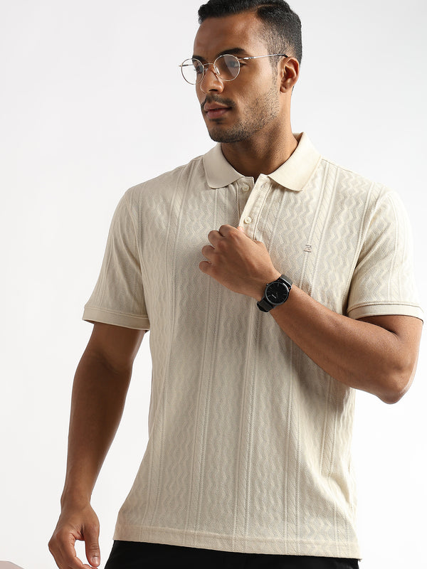 Cloud Cream Zigzag Diamond Knit Jacquard