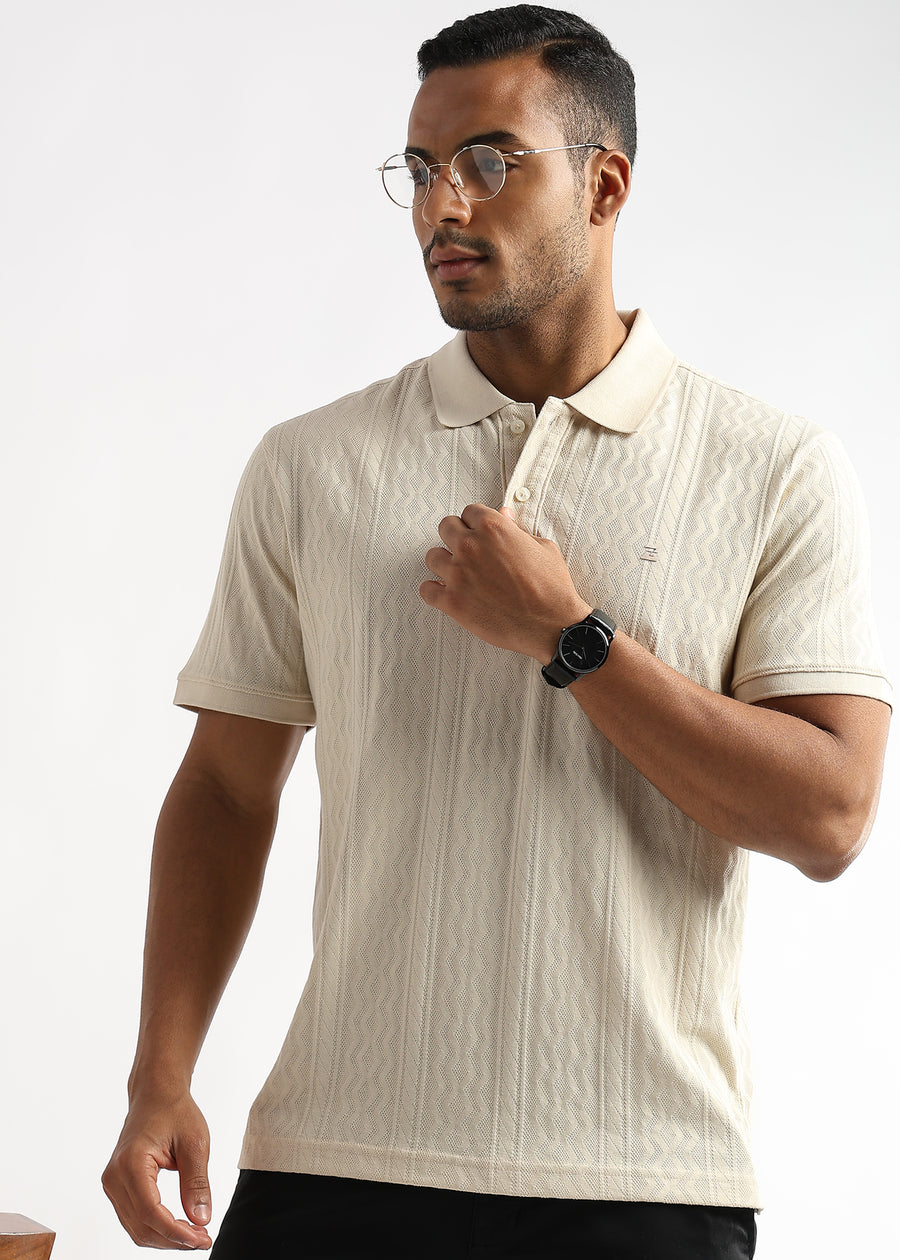 Cloud Cream Zigzag Diamond Knit Jacquard