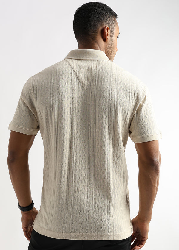 Cloud Cream Zigzag Diamond Knit Jacquard