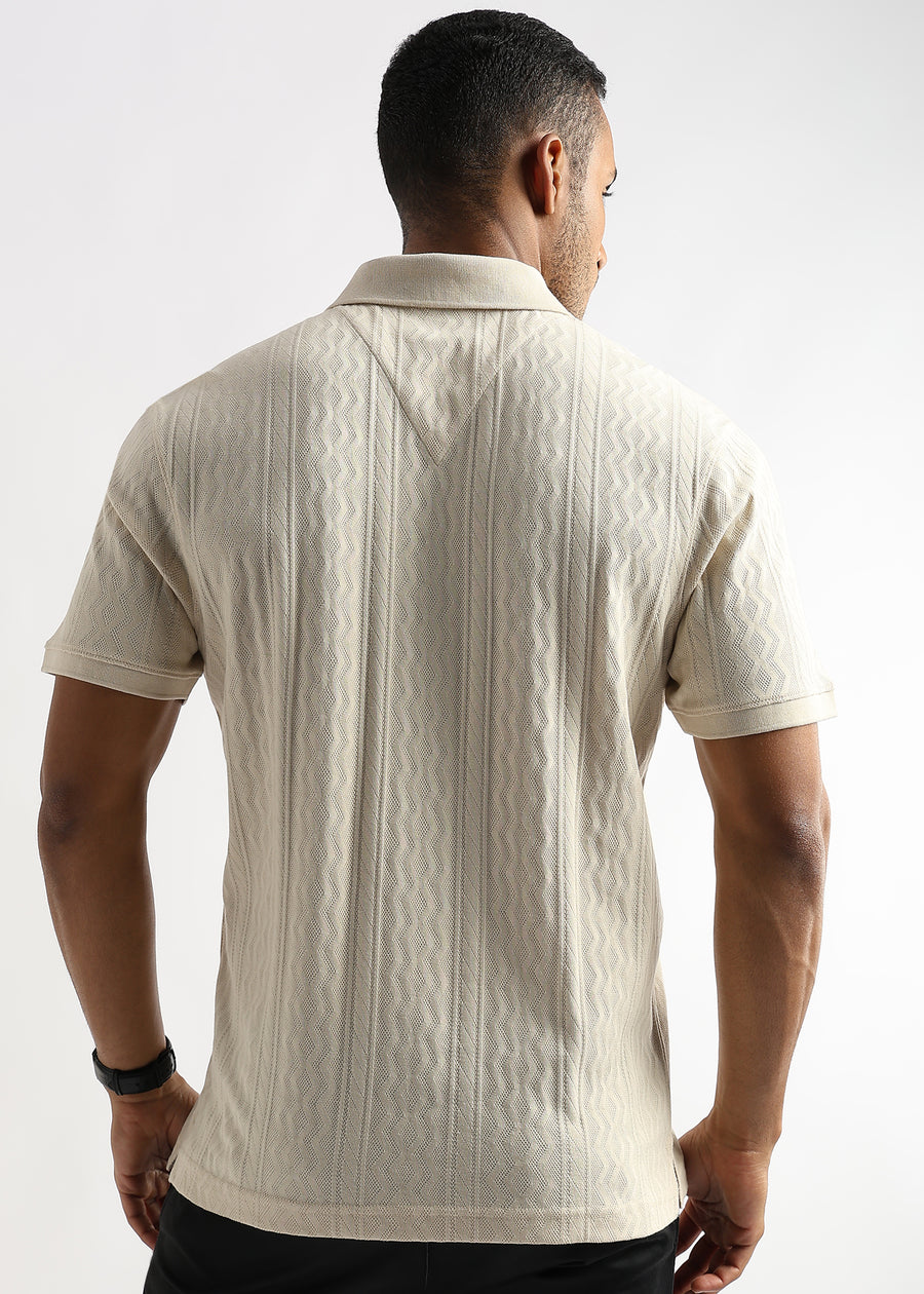 Cloud Cream Zigzag Diamond Knit Jacquard