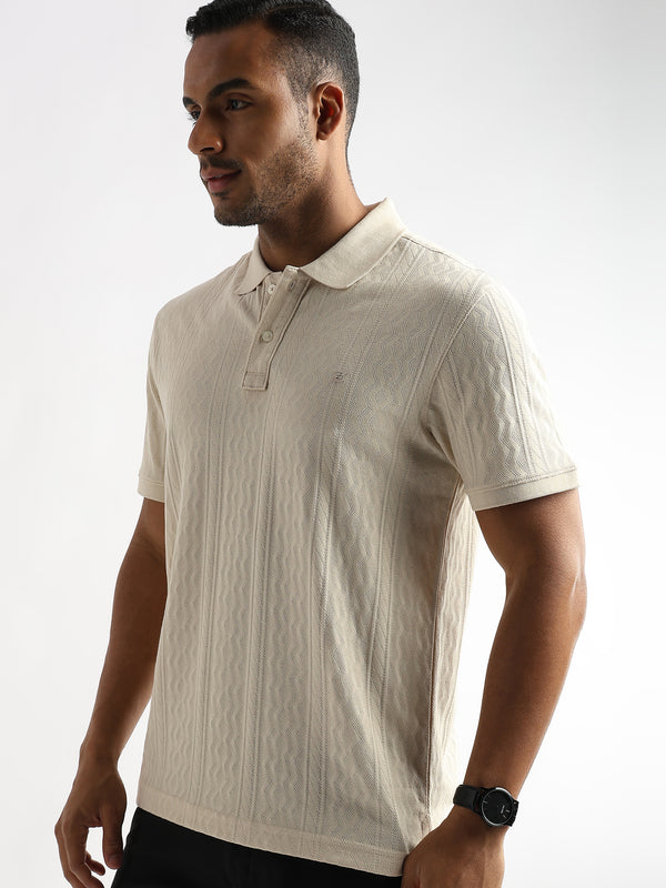 Cloud Cream Zigzag Diamond Knit Jacquard