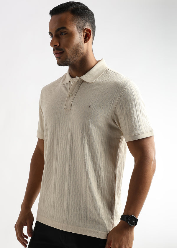 Cloud Cream Zigzag Diamond Knit Jacquard