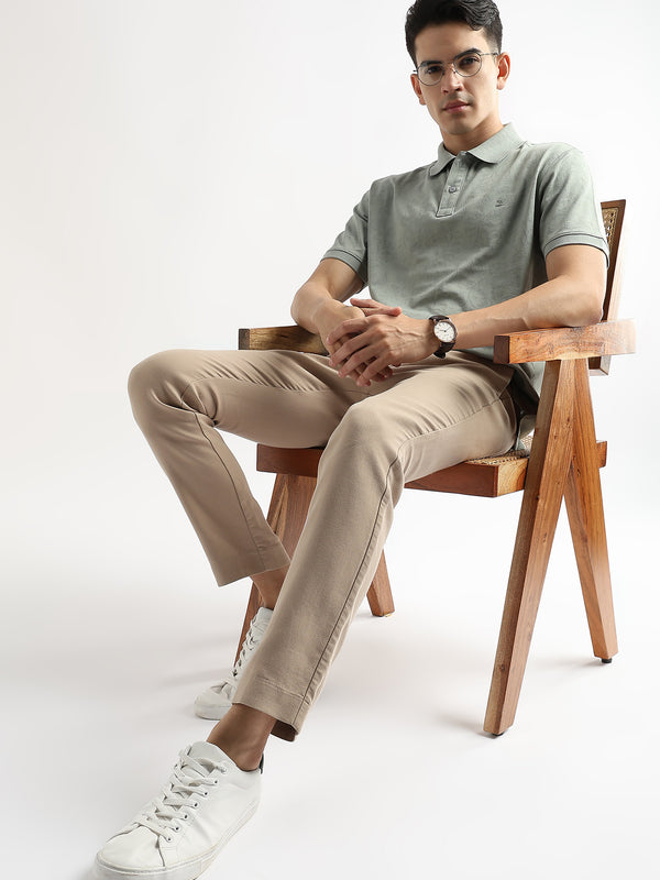 Green Tint Stem Pattern Knit Jacquard