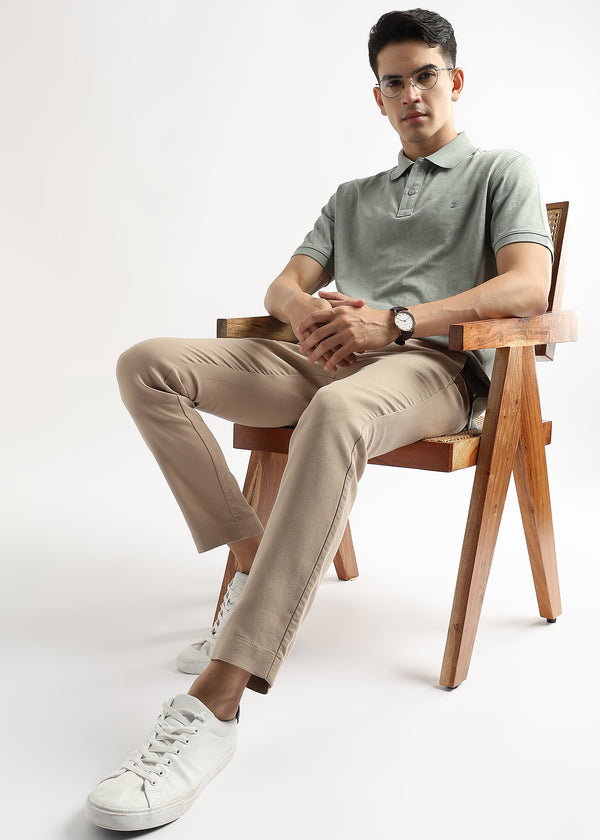 Green Tint Stem Pattern Knit Jacquard