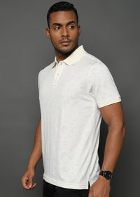 Egret White Stem Pattern Knit Jacquard