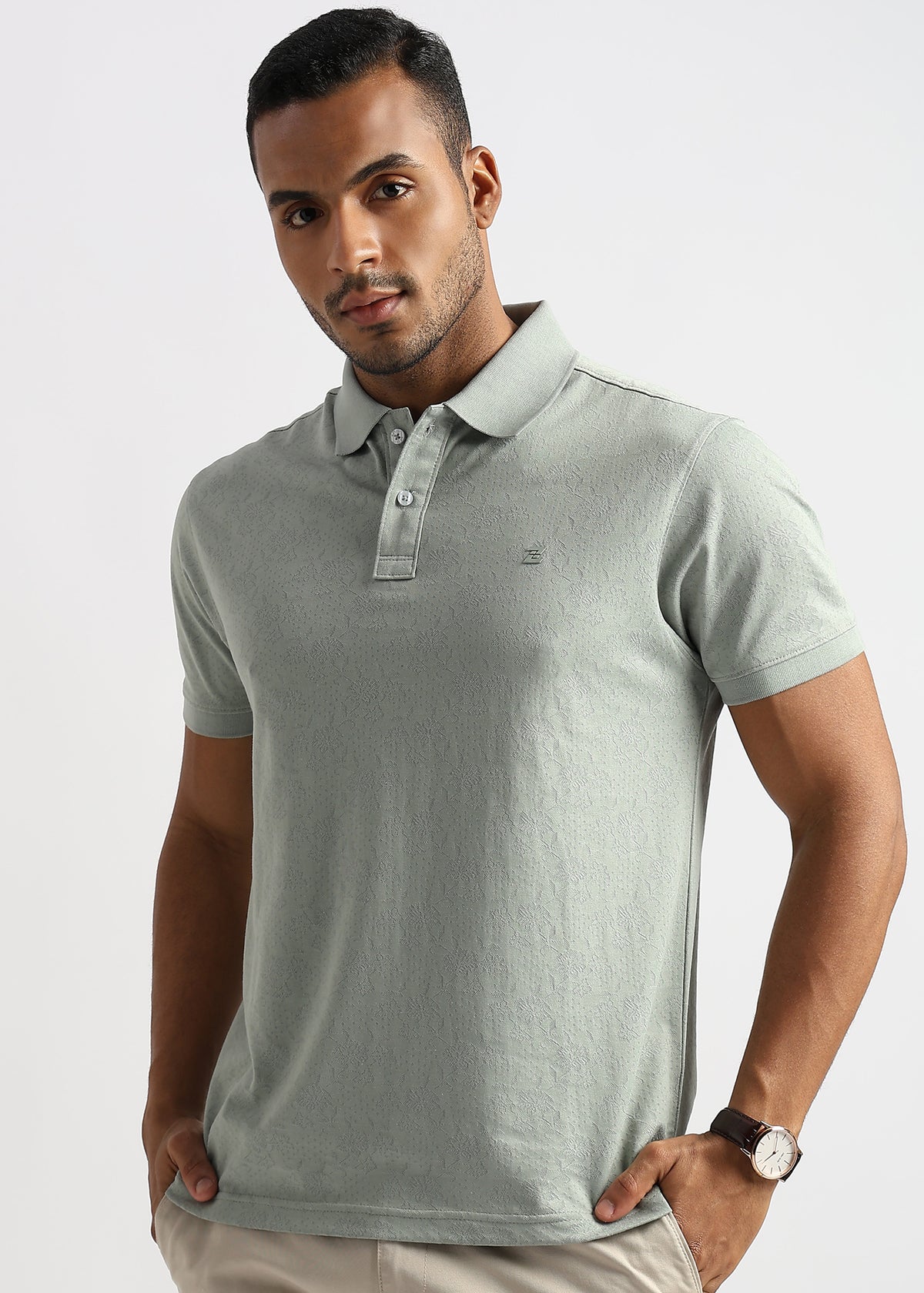 Green Tint Floral Knit Jacquard