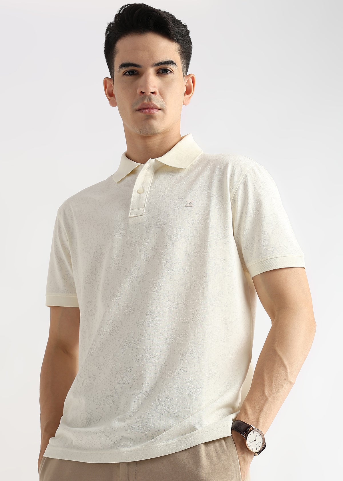 Egret White Floral Knit Jacquard