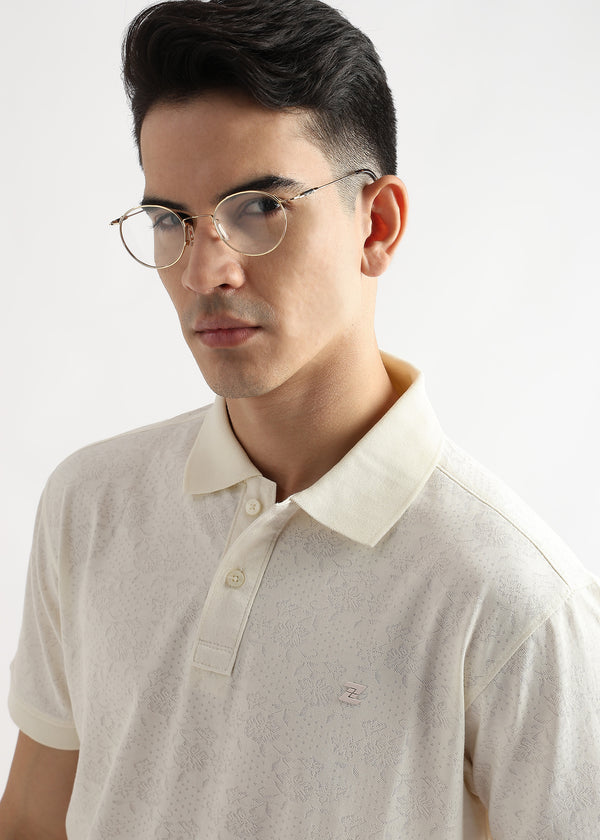 Egret White Floral Knit Jacquard