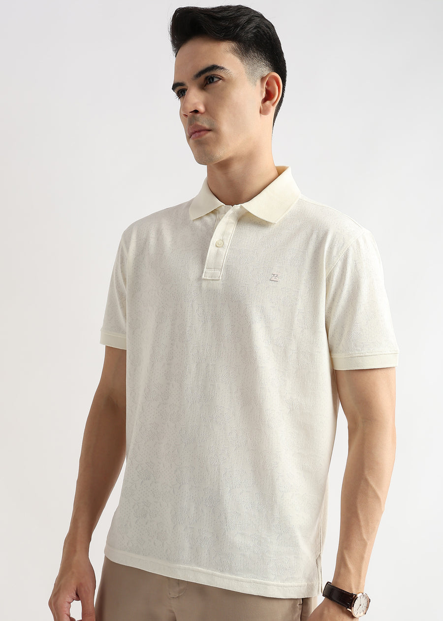 Egret White Floral Knit Jacquard