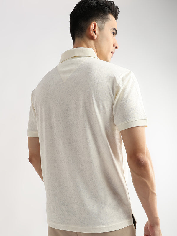 Egret White Floral Knit Jacquard