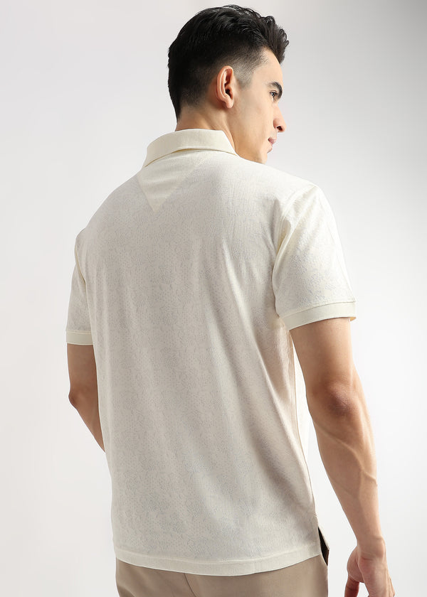 Egret White Floral Knit Jacquard