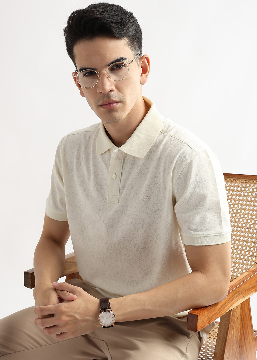 Egret White Floral Knit Jacquard