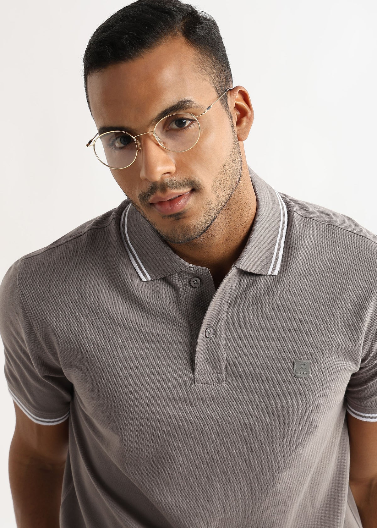 Steeple Gray Solid Polo T-Shirt