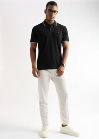 Moonless Black Solid Polo T-Shirt