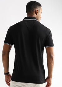 Moonless Black Solid Polo T-Shirt