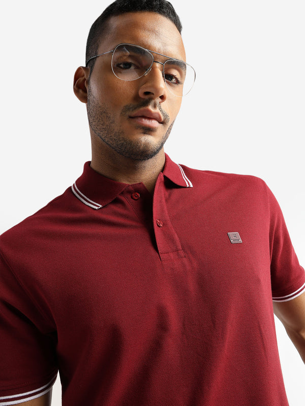 Merlot Read Solid Polo T-Shirt