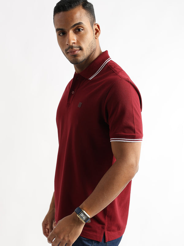 Merlot Read Solid Polo T-Shirt