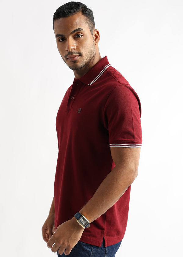 Merlot Read Solid Polo T-Shirt