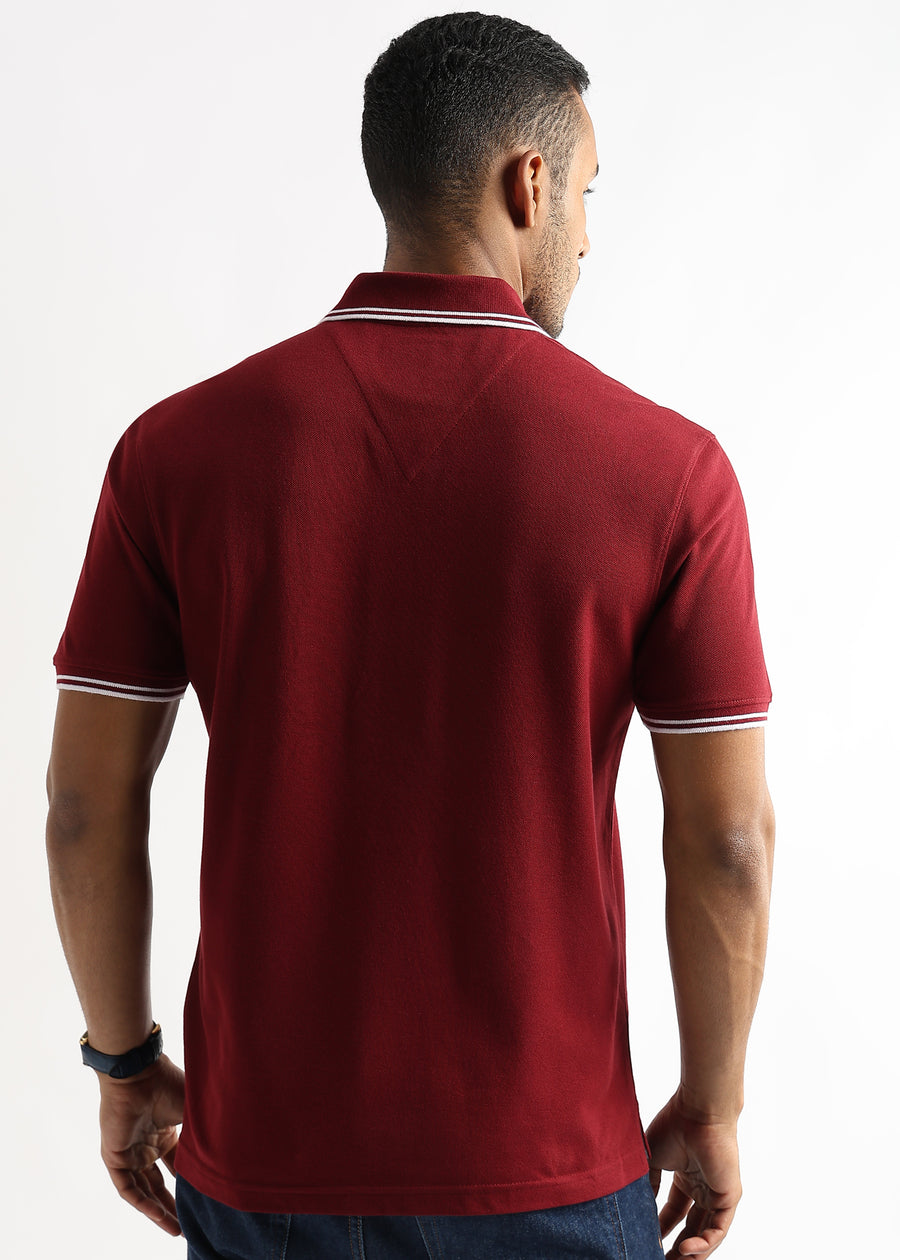 Merlot Read Solid Polo T-Shirt