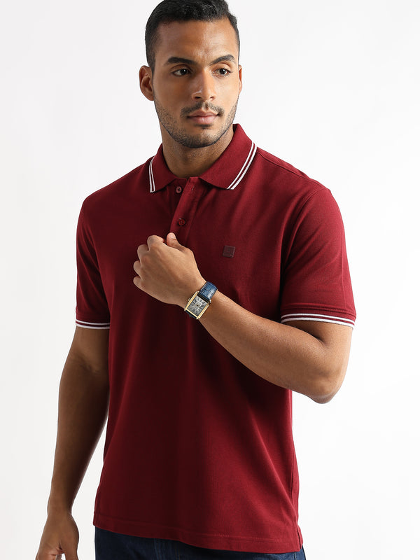 Merlot Read Solid Polo T-Shirt