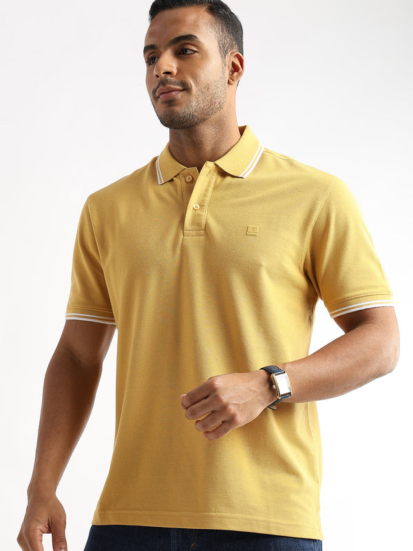 Ochre Yellow Solid Polo T-Shirt