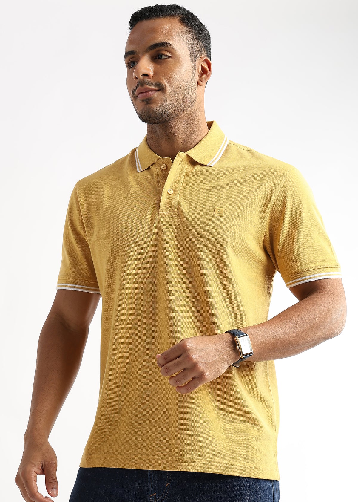 Ochre Yellow Solid Polo T-Shirt
