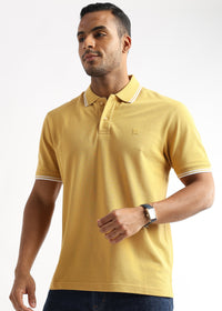 Ochre Yellow Solid Polo T-Shirt