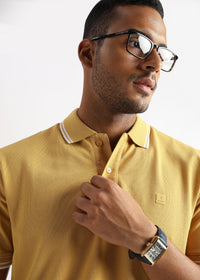 Ochre Yellow Solid Polo T-Shirt