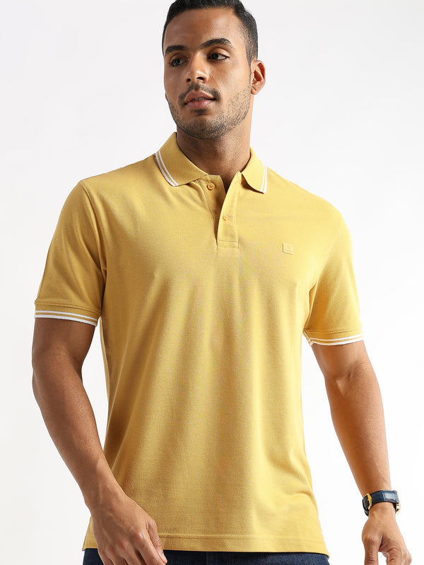 Ochre Yellow Solid Polo T-Shirt