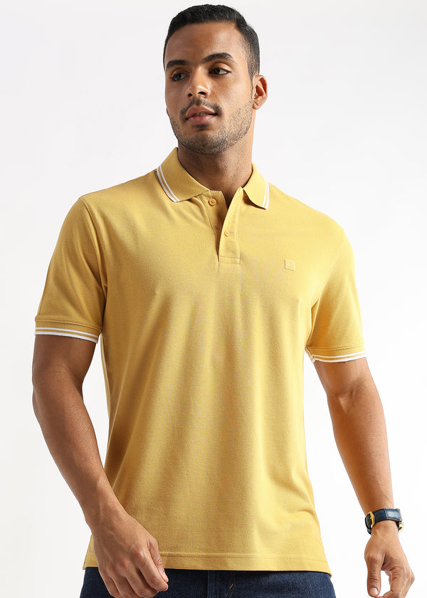 Ochre Yellow Solid Polo T-Shirt