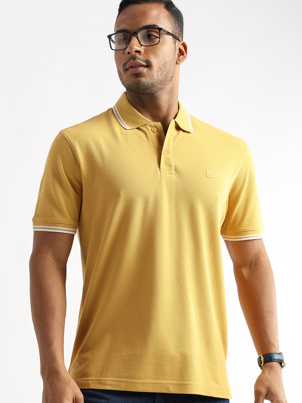 Ochre Yellow Solid Polo T-Shirt