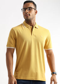 Ochre Yellow Solid Polo T-Shirt