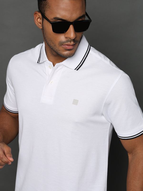 Brilliant White Solid Polo T-Shirt