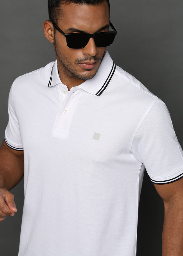 Brilliant White Solid Polo T-Shirt