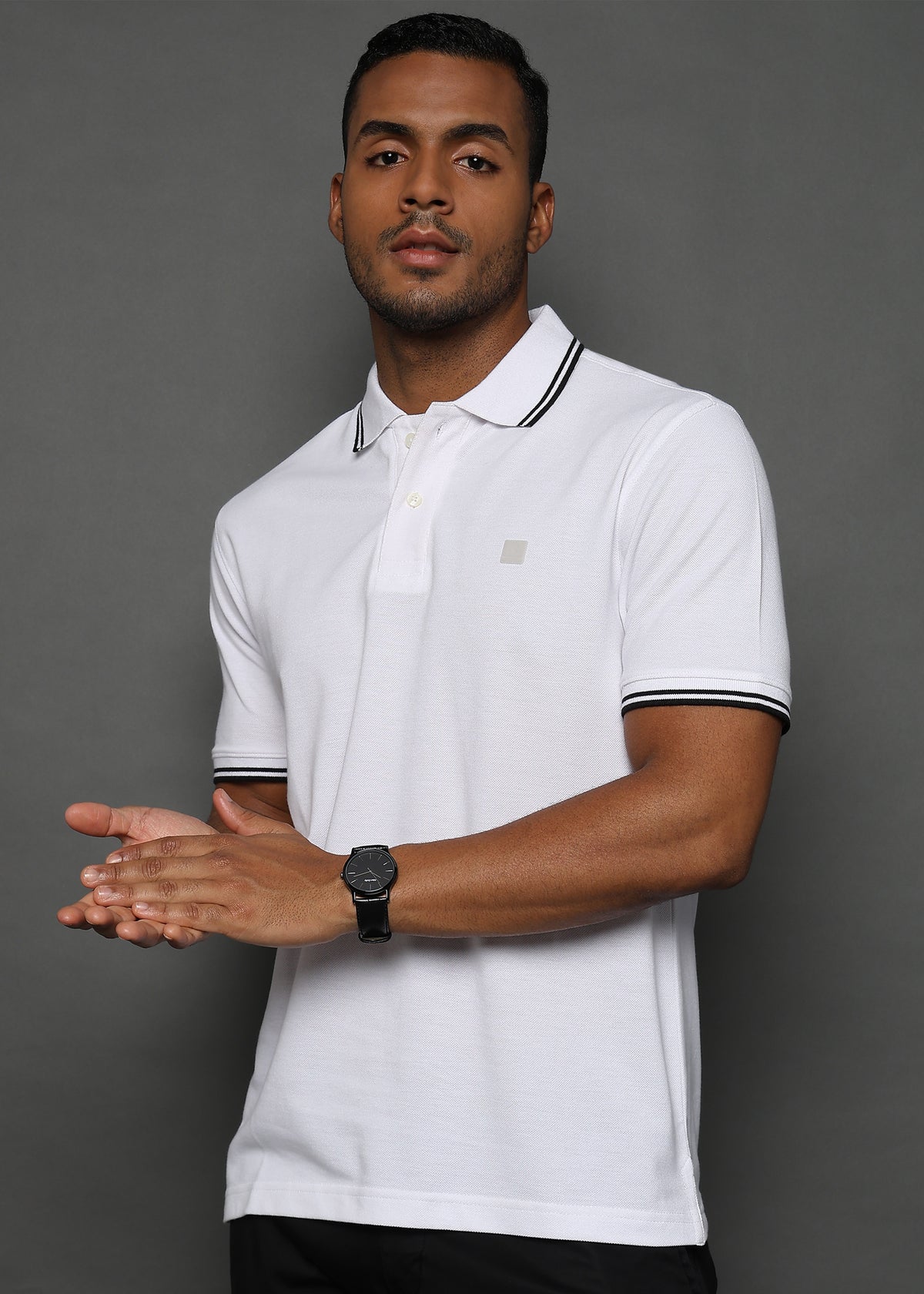 Brilliant White Solid Polo T-Shirt