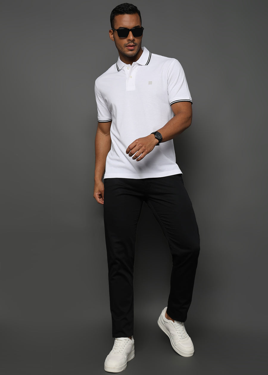 Brilliant White Solid Polo T-Shirt