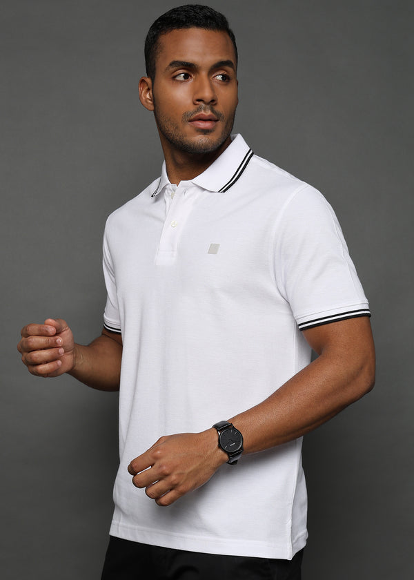 Brilliant White Solid Polo T-Shirt