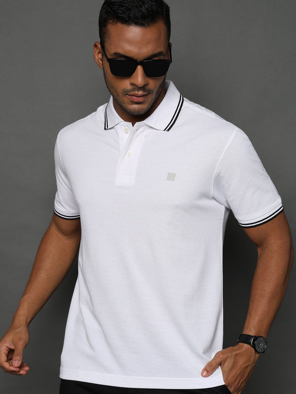 Brilliant White Solid Polo T-Shirt