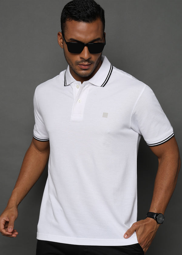 Brilliant White Solid Polo T-Shirt