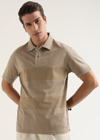 Mocha Brown Meridian Geometric Polo T-Shirt