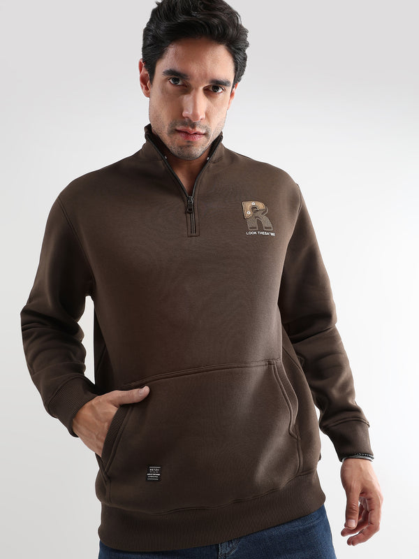 Mars Cocoa Brown Zip-Top Sweatshirt