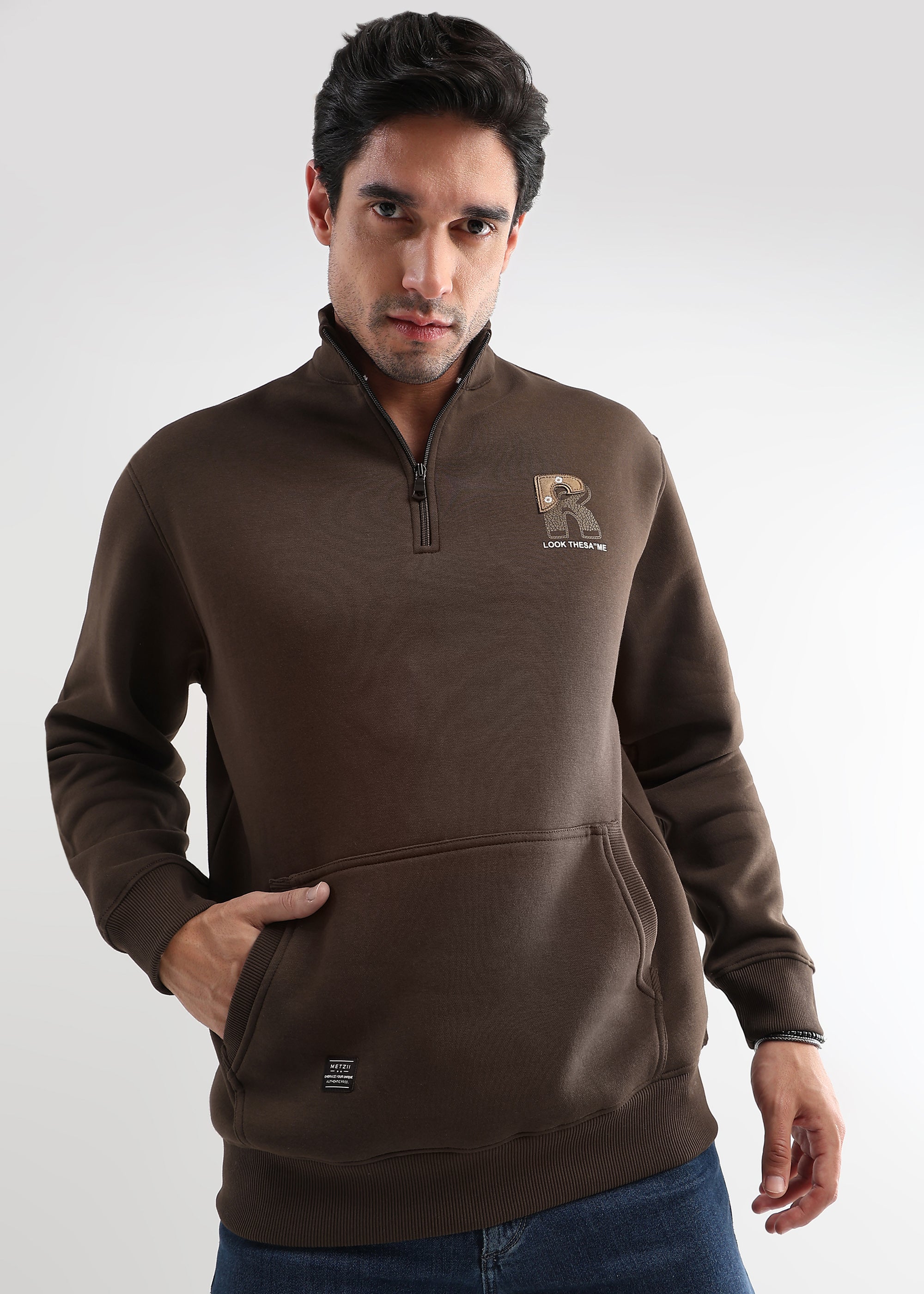 Mars Cocoa Brown Zip-Top Sweatshirt